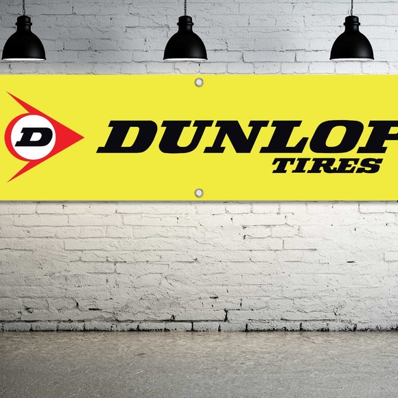 DUNLOP Tires Logo Vinyl Banner 6ft. Sign Tire Shop Service Mechanic Facility New - Picture 1 of 5